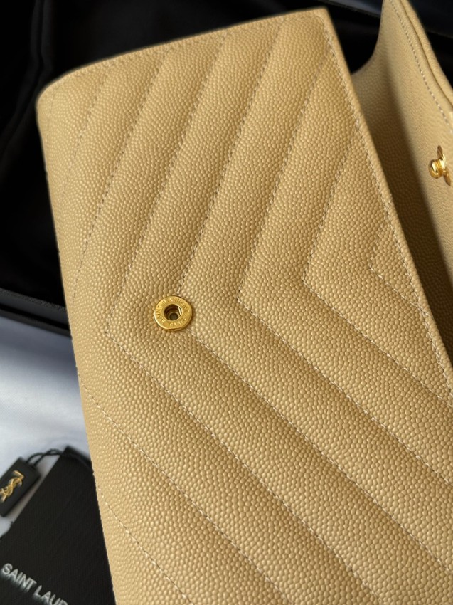 サンローラン ハイブランド フラップ長財布 キルティングレザー ゴールドロゴ 高再現度_8