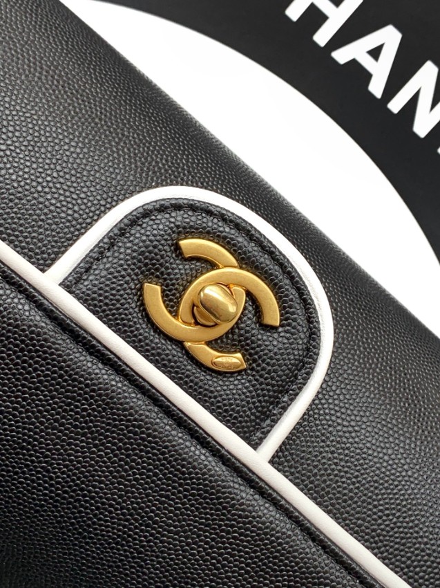 シャネル 格安 ショルダーバッグ フラップデザイン ゴールドココマーク バイカラーパイピング 高品質_6