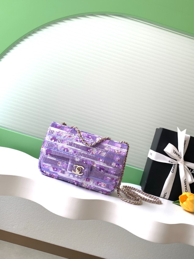 シャネル ハイブランド チェーンショルダーバッグ スパンコールツイードデザイン 高級感仕上げ 高評価_1