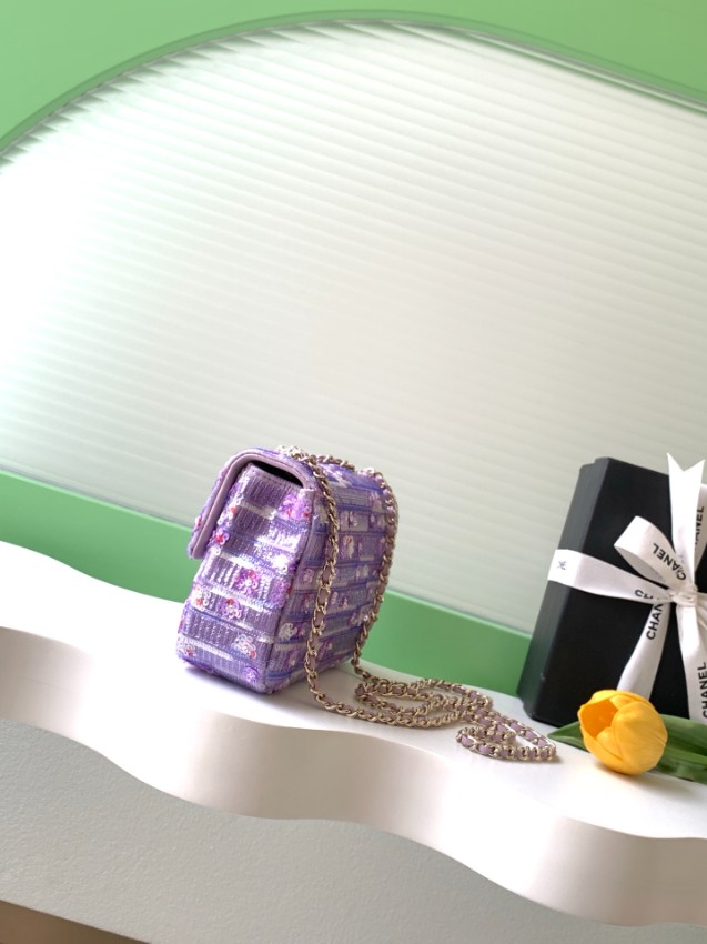 シャネル ハイブランド チェーンショルダーバッグ スパンコールツイードデザイン 高級感仕上げ 高評価_4