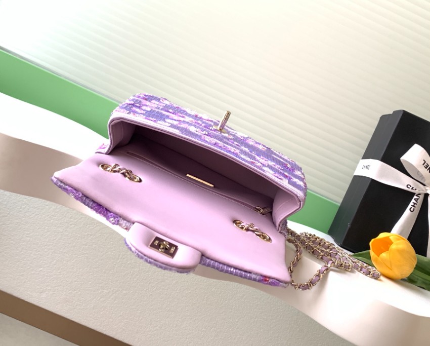 シャネル ハイブランド チェーンショルダーバッグ スパンコールツイードデザイン 高級感仕上げ 高評価_6