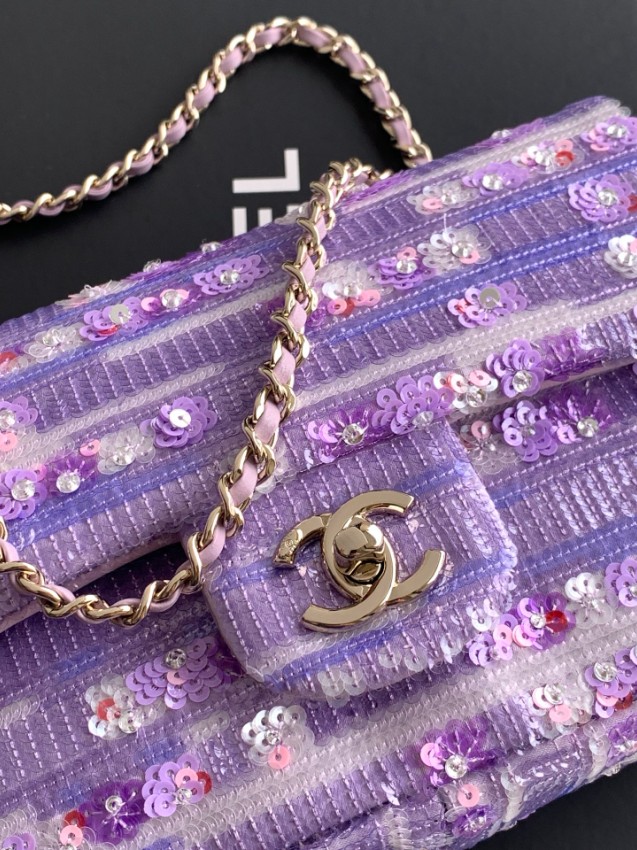 シャネル ハイブランド チェーンショルダーバッグ スパンコールツイードデザイン 高級感仕上げ 高評価_7