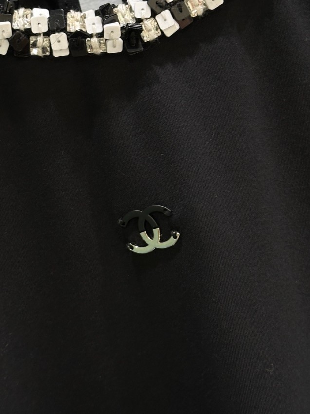 シャネル ハイブランド 半袖トップス ビジューネックデザイン 上質素材 快適な着心地_5