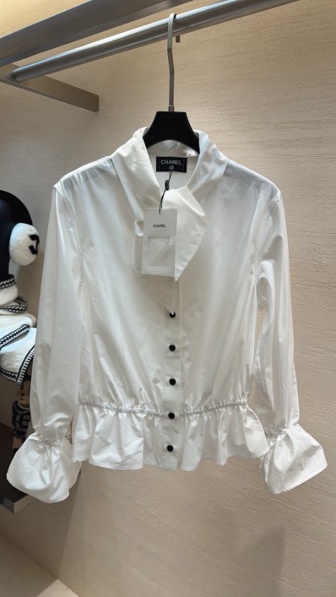 シャネル スーパーコピー フリルブラウス リボンネックデザイン 長袖シャツ 高品質_1