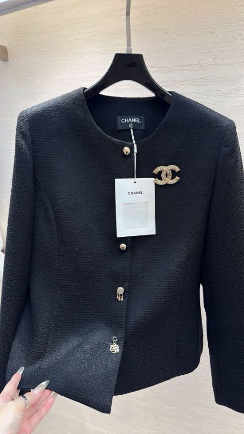 シャネル n級 ツイードジャケット ノーカラーデザイン ショート丈 高再現度_6