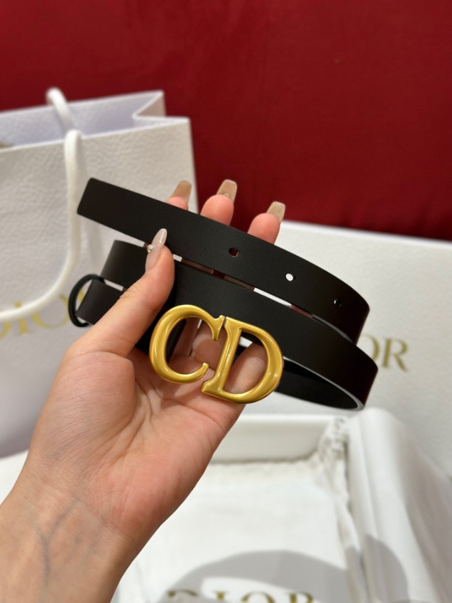 ディオール ブランド コピー CDロゴレザーベルト ゴールドバックル仕様 精密ディテール_2