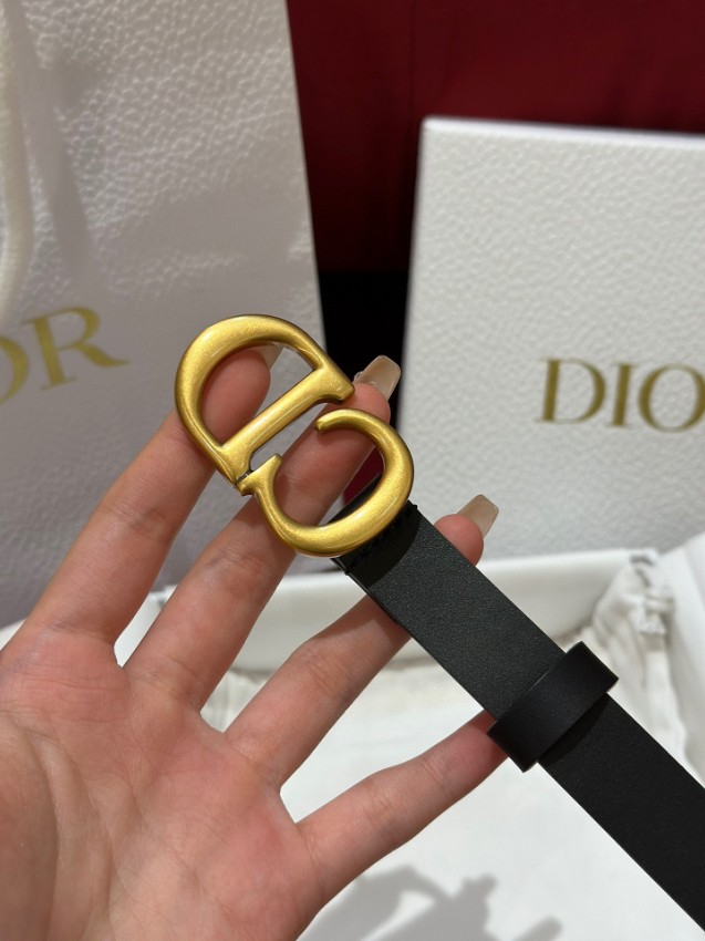 ディオール ブランド コピー CDロゴレザーベルト ゴールドバックル仕様 精密ディテール_3