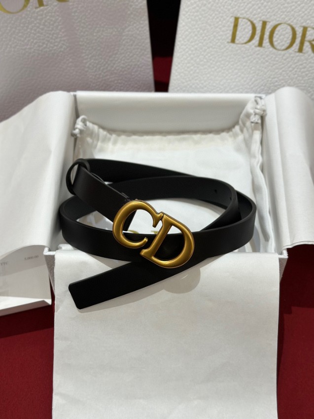 ディオール ブランド コピー CDロゴレザーベルト ゴールドバックル仕様 精密ディテール_1