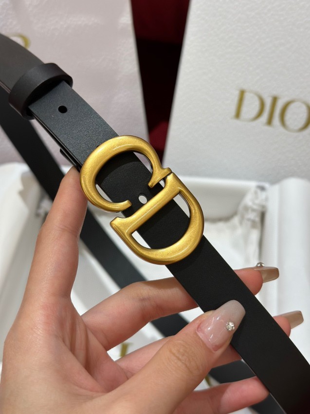 ディオール ブランド コピー CDロゴレザーベルト ゴールドバックル仕様 精密ディテール_6