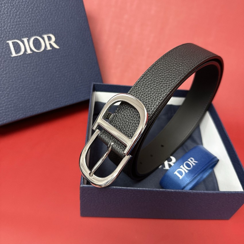 ディオール ハイブランド CDロゴバックルレザーベルト シボ革仕様 高再現度_2