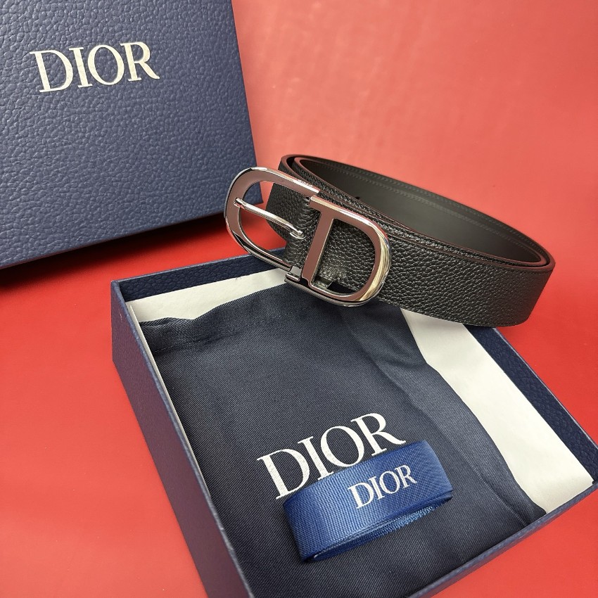 ディオール ハイブランド CDロゴバックルレザーベルト シボ革仕様 高再現度_3