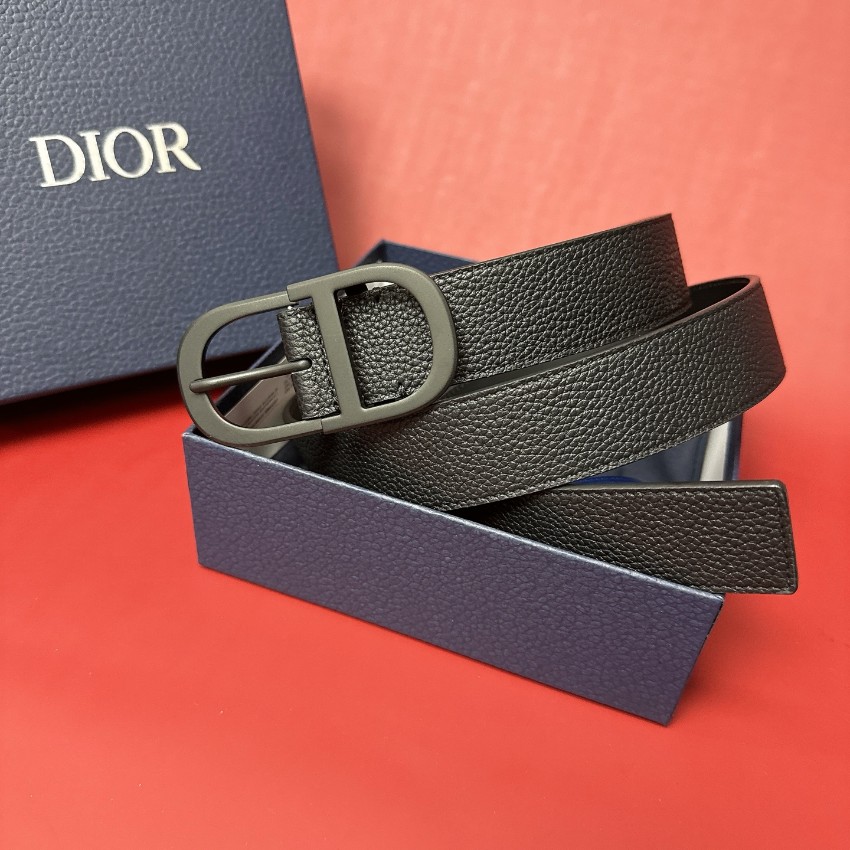 ディオール 格安 CDロゴバックルレザーベルト マットブラック金具仕様 丁寧な縫製_1
