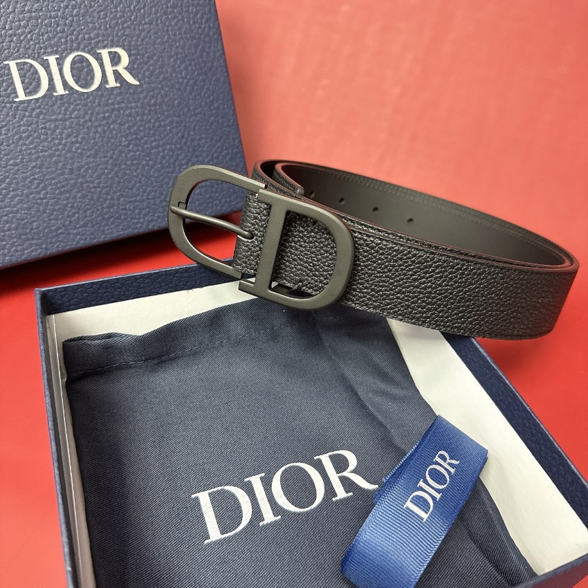 ディオール 格安 CDロゴバックルレザーベルト マットブラック金具仕様 丁寧な縫製_2