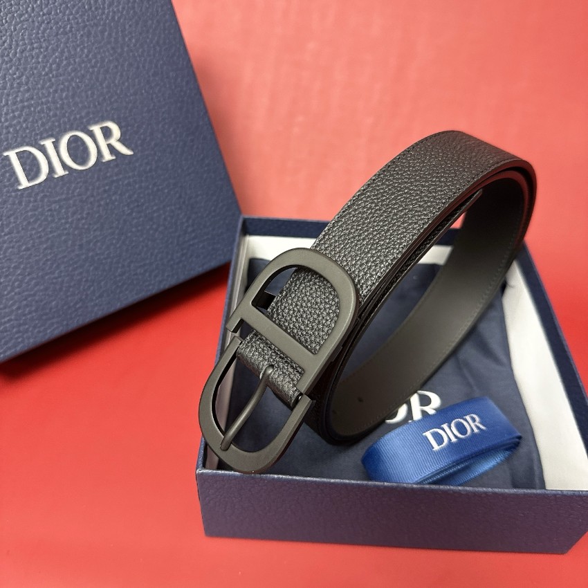 ディオール 格安 CDロゴバックルレザーベルト マットブラック金具仕様 丁寧な縫製_4