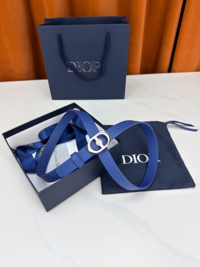 ディオール 本物級コピー CDロゴスリムレザーベルト ブルーカラー仕様 精密ディテール_4