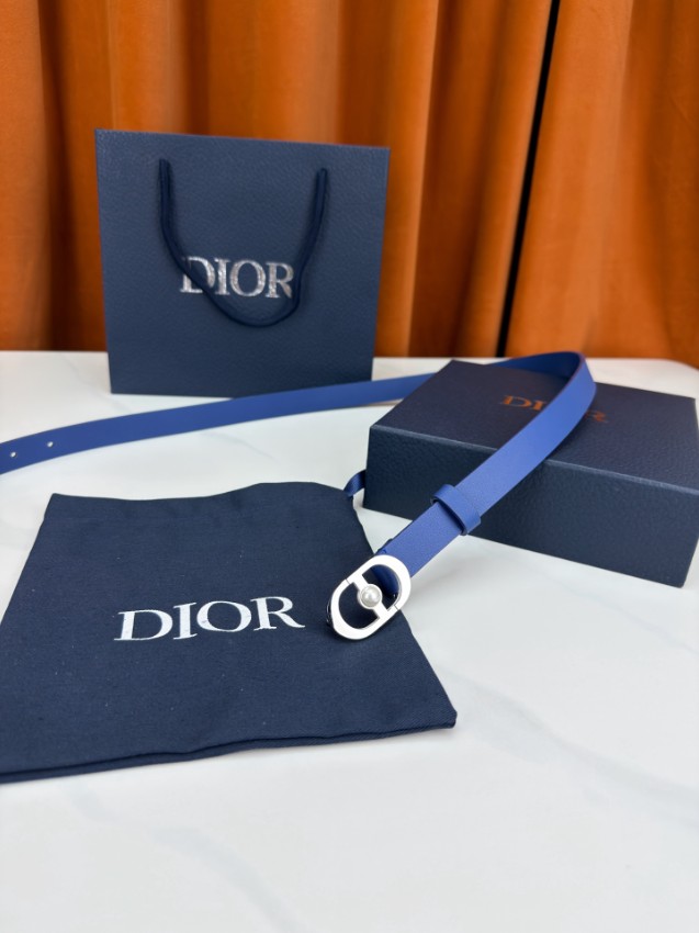ディオール 本物級コピー CDロゴスリムレザーベルト ブルーカラー仕様 精密ディテール_5