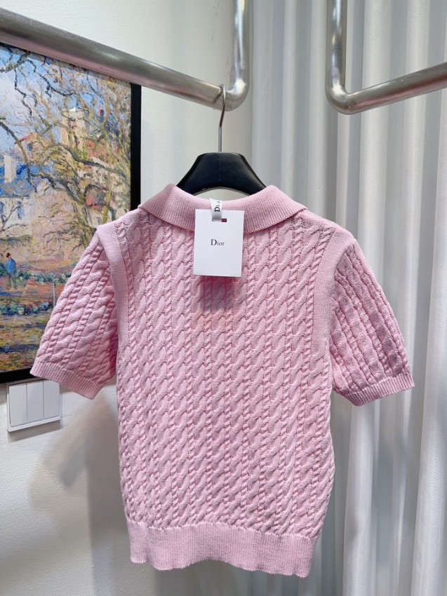 ディオール スーパーコピー ニットポロトップス ケーブル編みデザイン 夏服_3