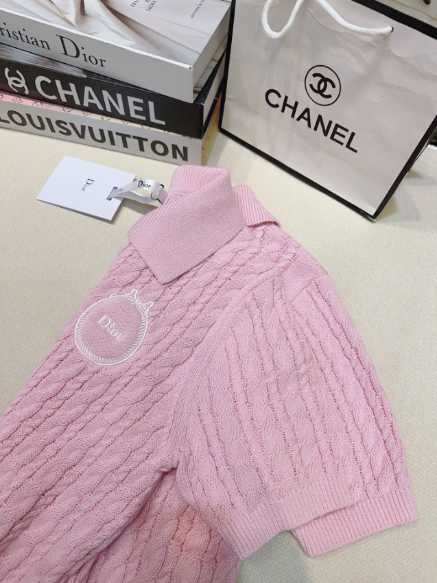 ディオール スーパーコピー ニットポロトップス ケーブル編みデザイン 夏服_4