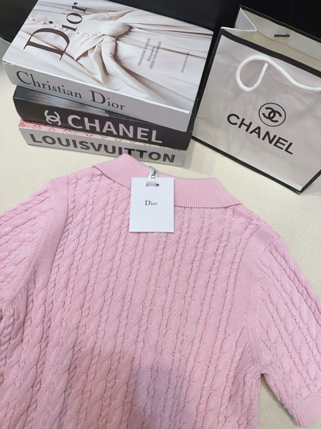 ディオール スーパーコピー ニットポロトップス ケーブル編みデザイン 夏服_5