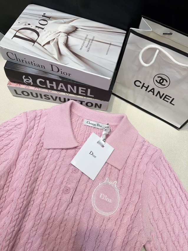 ディオール スーパーコピー ニットポロトップス ケーブル編みデザイン 夏服_6