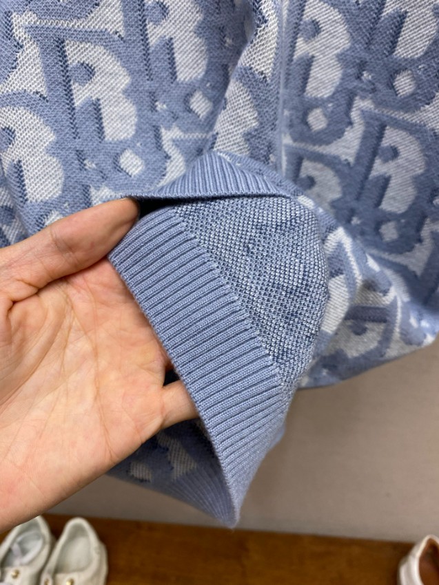 ディオール ブランド コピー ロゴ総柄ニットトップス 半袖デザイン 通気_4