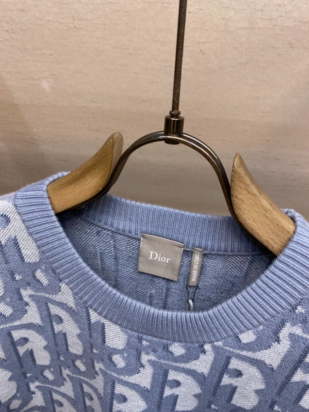 ディオール ブランド コピー ロゴ総柄ニットトップス 半袖デザイン 通気_6