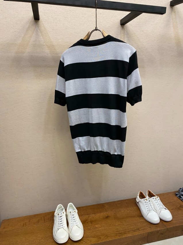 ディオール n級 ボーダーニットトップス 半袖デザイン シンプルデザイン_2