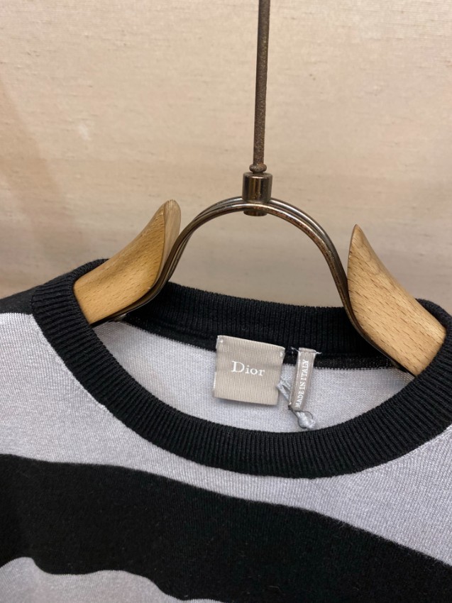 ディオール n級 ボーダーニットトップス 半袖デザイン シンプルデザイン_3