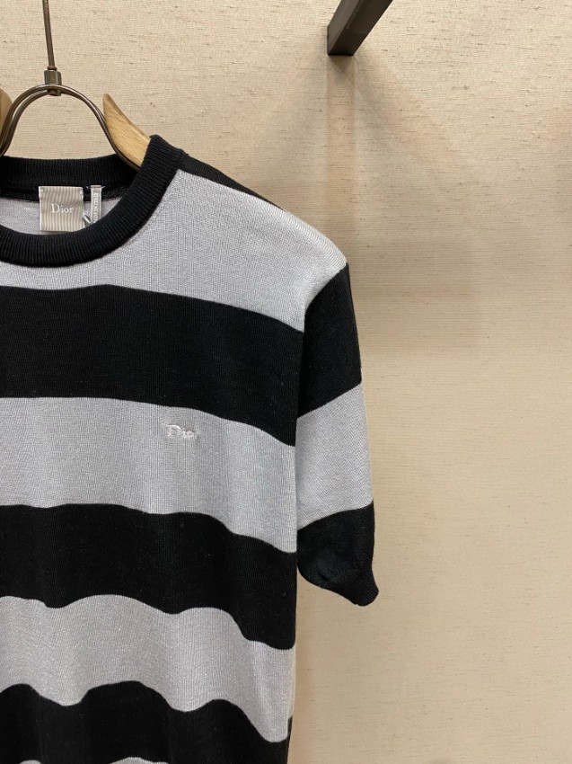 ディオール n級 ボーダーニットトップス 半袖デザイン シンプルデザイン_5