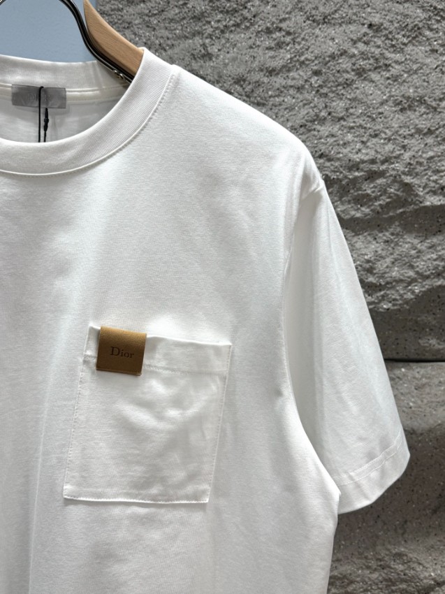 ディオール スーパーコピー 半袖Tシャツ レザーパッチポケットデザイン シンプルスタイル 発送保証_5