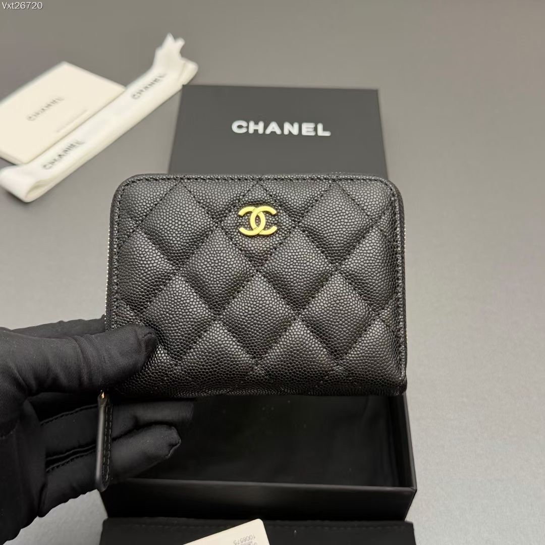 シャネル 格安 キルティングコインケース ラウンドファスナー ゴールドロゴ仕様 上質レザー 高再現度モデル_2
