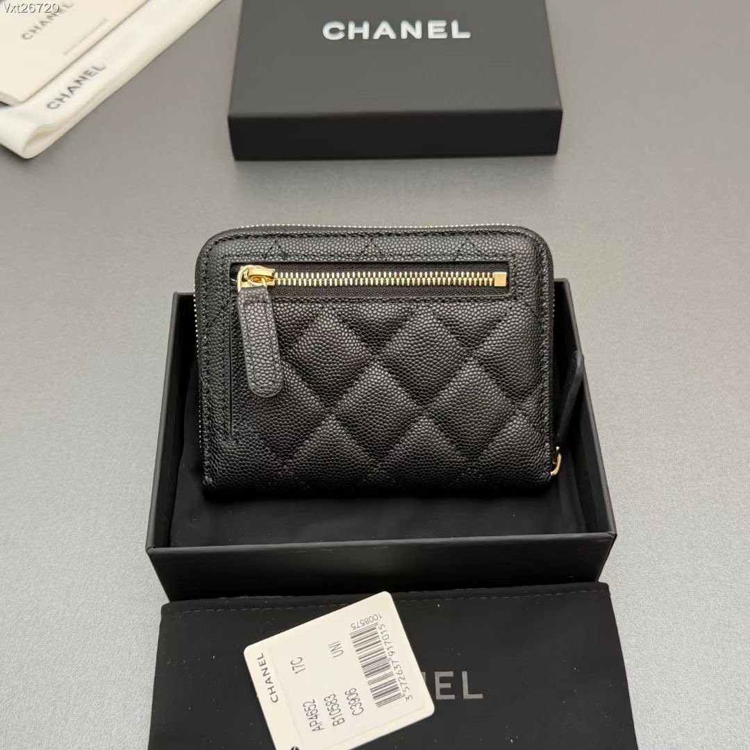シャネル 格安 キルティングコインケース ラウンドファスナー ゴールドロゴ仕様 上質レザー 高再現度モデル_3