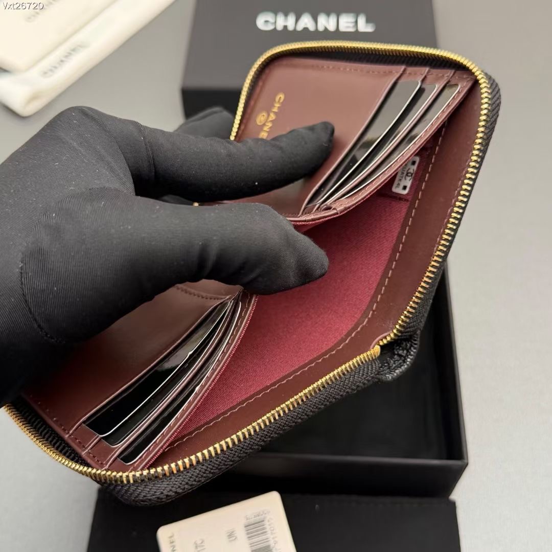 シャネル 格安 キルティングコインケース ラウンドファスナー ゴールドロゴ仕様 上質レザー 高再現度モデル_4
