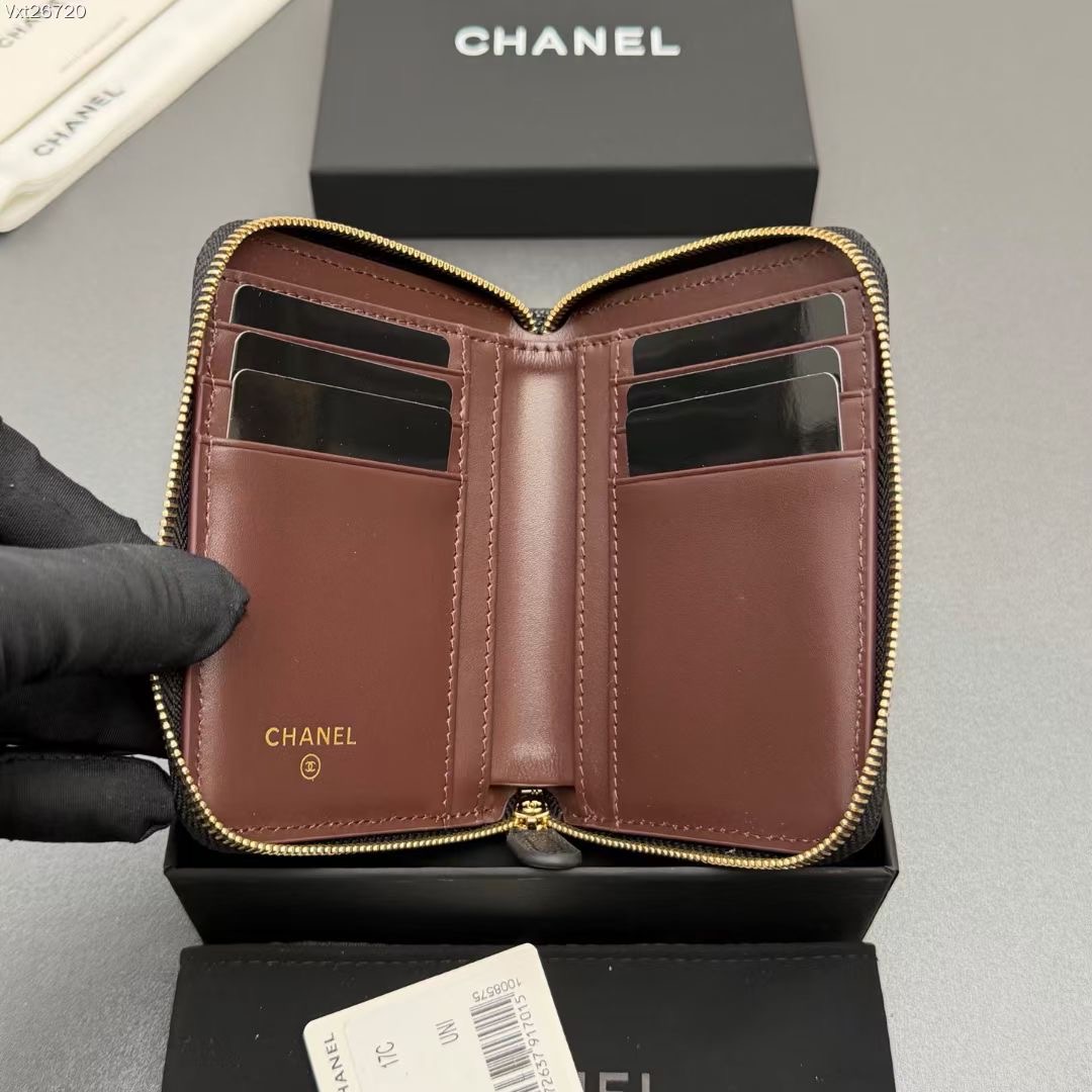 シャネル 格安 キルティングコインケース ラウンドファスナー ゴールドロゴ仕様 上質レザー 高再現度モデル_5