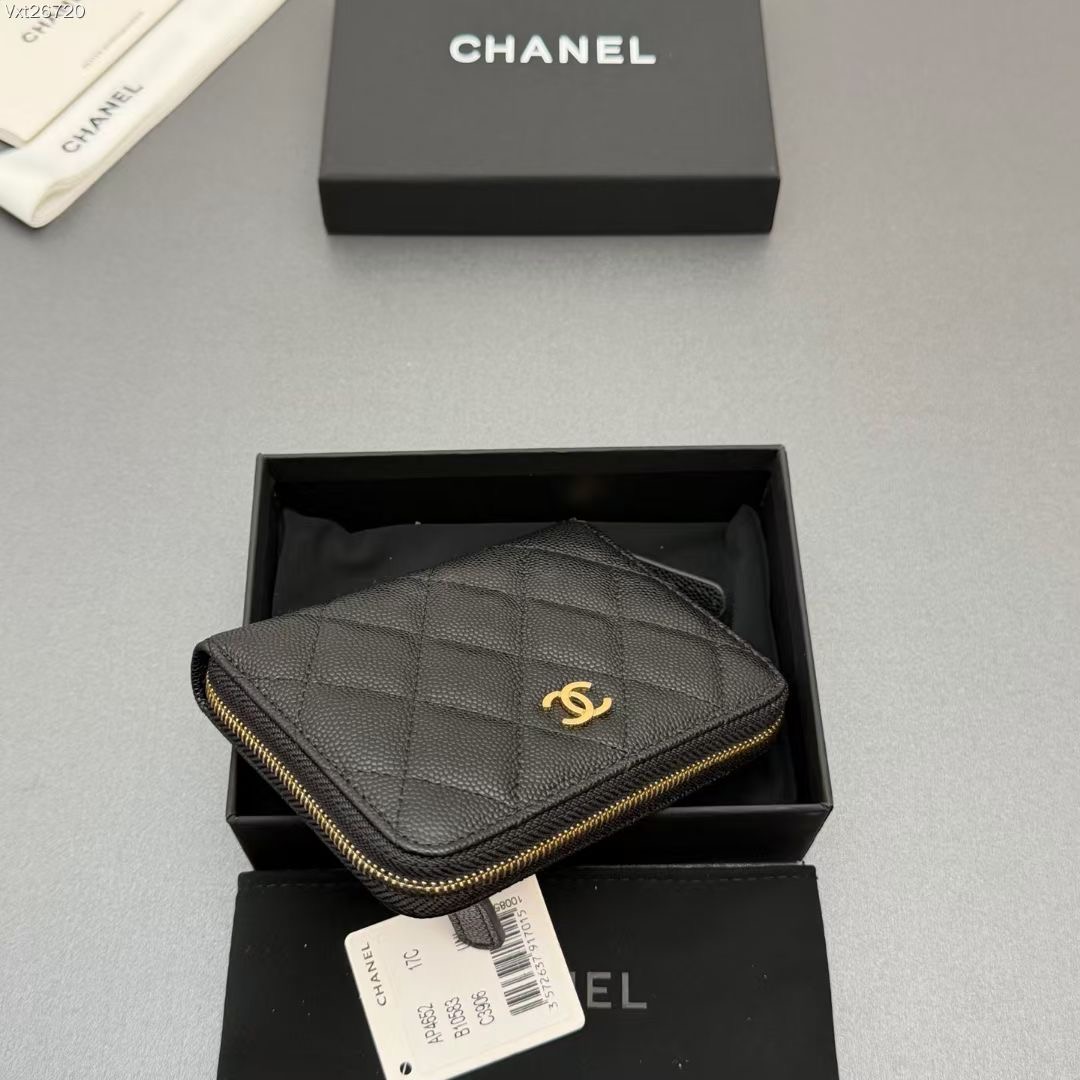 シャネル 格安 キルティングコインケース ラウンドファスナー ゴールドロゴ仕様 上質レザー 高再現度モデル_7