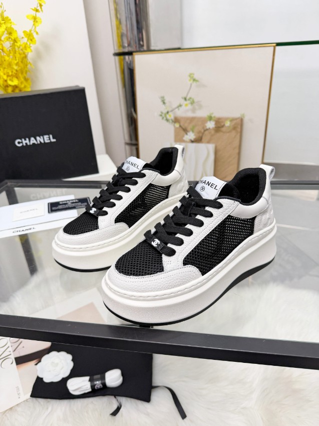 シャネル ハイブランド 厚底スニーカー メッシュ切替デザイン 高評価_1