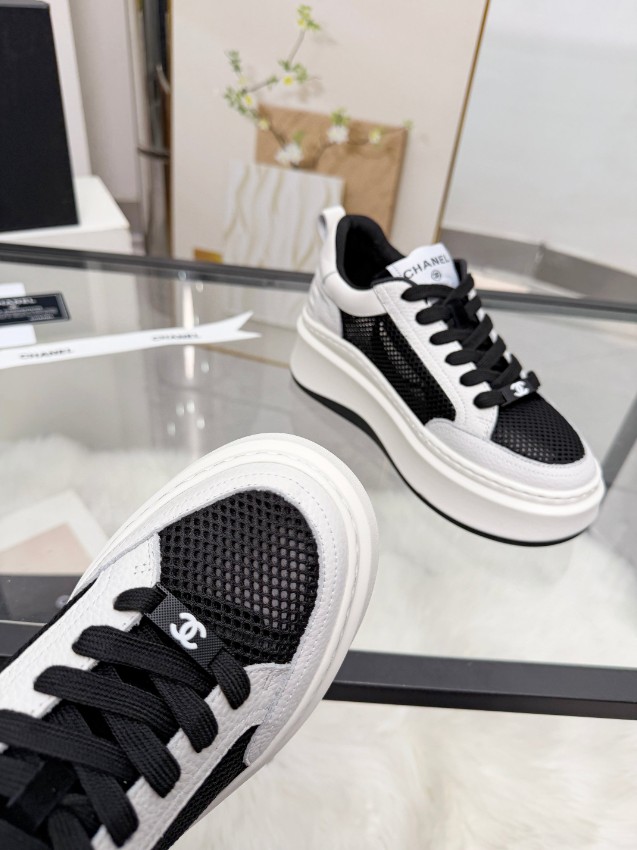 シャネル ハイブランド 厚底スニーカー メッシュ切替デザイン 高評価_7
