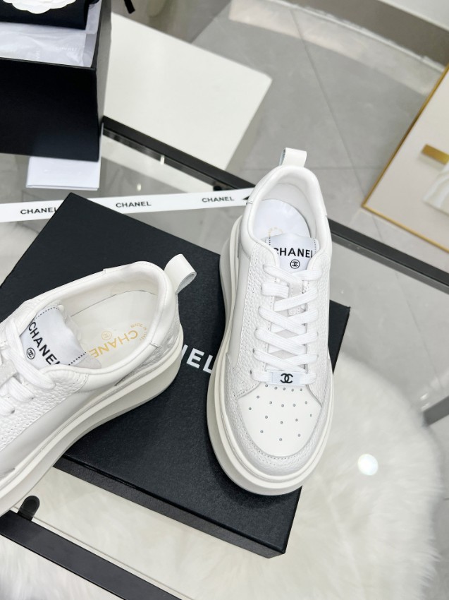 シャネル ハイブランド 厚底スニーカー レザーデザイン 本革使用_8