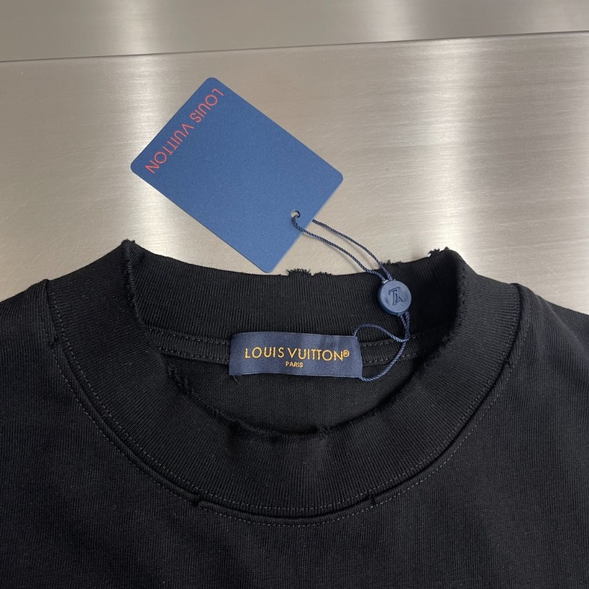 ルイヴィトン ブランド コピー ロゴ刺繍半袖Tシャツ オーバーサイズ 実店舗運営_3