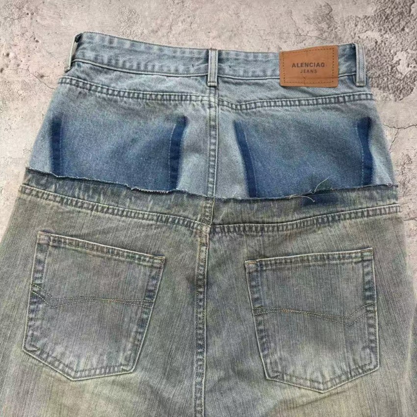 バレンシアガ 格安 レイヤードデザインデニムパンツ ワイドシルエット 高再現度_3