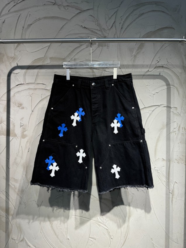 クロムハーツ スーパーコピー デニムハーフパンツ クロスパッチ装飾 ストリート仕様 定番_1