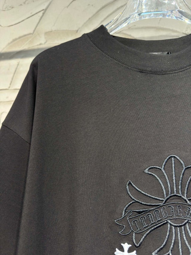クロムハーツ ブランド コピー 半袖Tシャツ クロスロゴ刺繍 ストリート系 快適な着心地_5