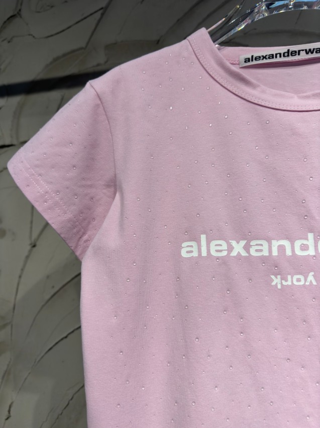 アレキサンダーワン 本物級コピー ロゴ半袖Tシャツ ラインストーン装飾 夏服 高再現度_2