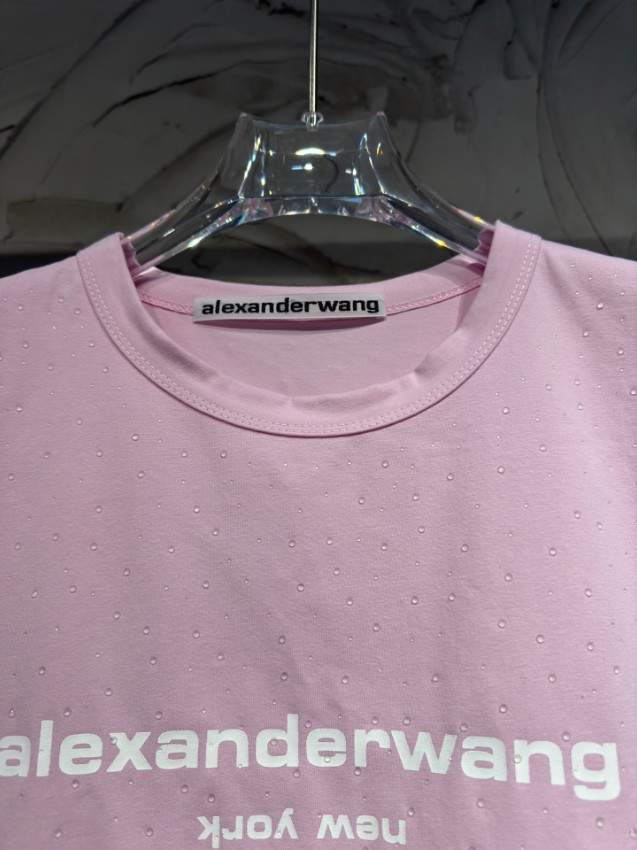 アレキサンダーワン 本物級コピー ロゴ半袖Tシャツ ラインストーン装飾 夏服 高再現度_4