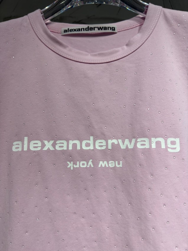 アレキサンダーワン 本物級コピー ロゴ半袖Tシャツ ラインストーン装飾 夏服 高再現度_10