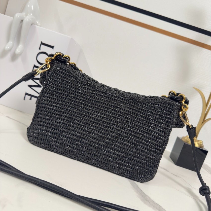 ロエベ 本物級コピー ラフィアショルダーバッグ ブラック編み込み仕様 確実に届く 上質感_9