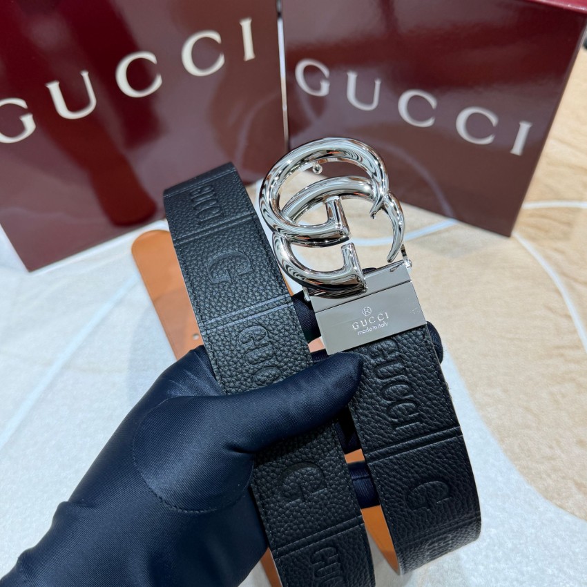グッチ 本物級コピー GGバックルレザーベルト シルバー金具仕様 高評価_3