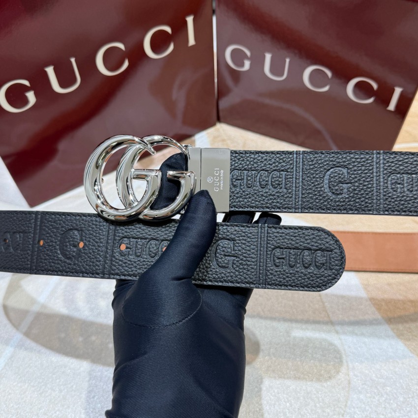 グッチ 本物級コピー GGバックルレザーベルト シルバー金具仕様 高評価_4