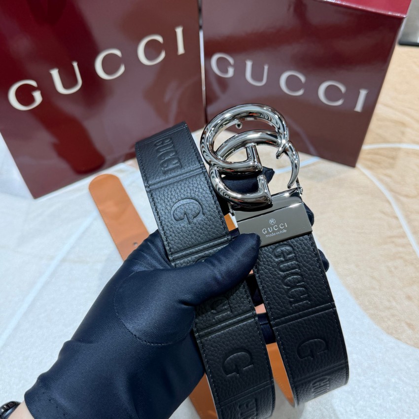 グッチ ハイブランド GGバックルレザーベルト ガンメタル金具仕様 リピーター多数_3