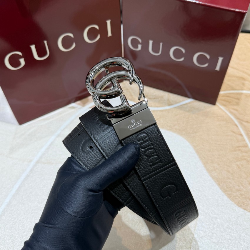 グッチ ハイブランド GGバックルレザーベルト ガンメタル金具仕様 リピーター多数_2